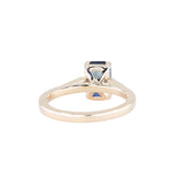 2.16ct Emerald Cut Blue Madagascar Sapphire and Diamond Vintage Cathedral Four Prong Ring in 14k Yellow Gold