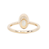2.01ct Untreated Opalescent Oval Sapphire Low Profile Bezel Solitaire Ring with Pavé Set Diamonds in 14k Yellow Gold