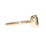 1.26ct Australian Untreated Emerald Cut Caribbean Teal Sapphire Low Profile Bezel Ring in 14k Yellow Gold