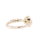 0.92ct Untreated Round Australian Parti Sapphire Low Profile 4 Prong Vine Solitaire with Diamonds in 18k Yellow