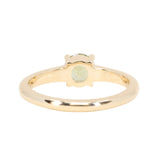 0.84ct Round Light Green Montana Sapphire Low Profile Four Prong Spring Bloom Solitaire in 14k Yellow Gold