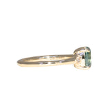 1.35ct Oval Brilliant Montana Sapphire and Princess Cut Diamond Rapids Low Profile Ring in 14k Yellow Gold