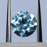 2.38CT ROUND PRECISION CUT MONTANA SAPPHIRE, MEDIUM BLUE, UNTREATED, 7.69X5.31MM - APPRAISED STONE