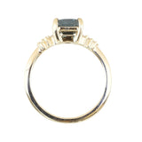 1.60ct Asscher Blue Green Madagascar Sapphire and Diamond Starry Night Low Profile Solitaire in 14k Yellow Gold