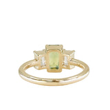 1.52ct Emerald Cut Parti Sapphire and Lab Grown Diamond Three Stone Low Profile Ring in 14k Yellow Gold