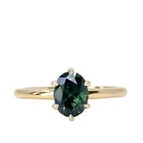 1.64ct Untreated Oval Nigerian Sapphire Classic Six Prong Solitaire in 14k Yellow Gold