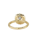 2.53ct Untreated Cushion Sri Lankan Sapphire Antique-Style Diamond Halo Ring in 18k Yellow Gold