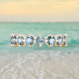 9-Stone Madagascar Sapphire Compass Set Low Profile Line Band