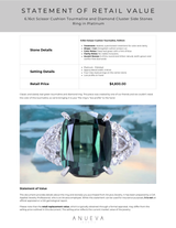 6.16ct Scissor Cushion Tourmaline and Diamond Cluster Side Stones Ring in Platinum