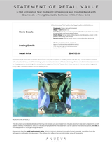 6.19ct Untreated Teal Radiant Cut Sapphire and Double Band with Diamonds 4 Prong Stackable Solitaire in 18k Yellow Gold