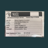 6.59CT OVAL MADAGASCAR SAPPHIRE, FOREST GREEN, UNTREATED, 12.87X10.53X6.45MM - APPRAISED STONE