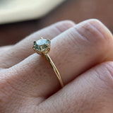 1.05ct Round Precision Cut Light Blue Montana Sapphire Lotus Solitaire in 14k Yellow Gold