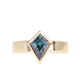 1.27ct Australian Kite Sapphire Bezel Set "Signet" Style Wide Band Solitaire in 14k Yellow Gold