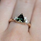 1.74ct Trillion Australian Parti Untreated Sapphire and Lab Diamond Mountainscape Ring in 14k Yellow Gold