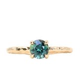0.80ct Color-Shifting Untreated Tanzanian Sapphire Evergreen Carved Solitaire in 14k Yellow Gold