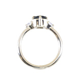 1.30ct Radiant Cut Australian Green Sapphire and Trillion Diamond Low Profile Ring in 18k Yellow Gold