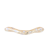 Curved Evergreen Contour Band with Diamonds