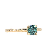 0.80ct Color-Shifting Untreated Tanzanian Sapphire Evergreen Carved Solitaire in 14k Yellow Gold