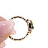 0.83ct Trillion Australian Parti Untreated Sapphire and Natural Diamond Mountainscape Ring in 14k Yellow Gold