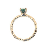 0.80ct Color-Shifting Untreated Tanzanian Sapphire Evergreen Carved Solitaire in 14k Yellow Gold