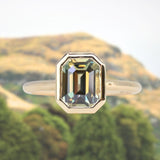 2.60ct Multicolor Emerald Cut Sapphire Low Profile Bezel Ring in 14k Yellow Gold