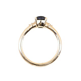 1.37ct Untreated Oval Deep Teal Nigerian Sapphire and Princess Cut Diamond Rapids Low Profile Ring in 14k Yellow Gold