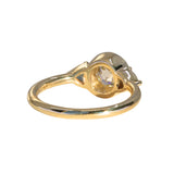 1.05ct GIA Antique Old European Cut Diamond and Trillion Madagascar Sapphire Antique Style Compass Set Low Profile Ring with Milgrain in 18k Yellow Gold