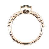 0.92ct Untreated Round Australian Parti Sapphire Low Profile 4 Prong Vine Solitaire with Diamonds in 18k Yellow