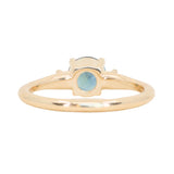 1.10ct Round Deep Teal Montana Sapphire and Princess Cut Diamond Rapids Low Profile Ring in 14k Yellow Gold