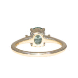 1.35ct Oval Brilliant Montana Sapphire and Princess Cut Diamond Rapids Low Profile Ring in 14k Yellow Gold