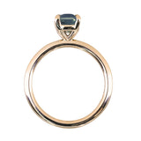 2.02ct Untreated Emerald Cut Opalescent Teal Sapphire 4 Prong Solitaire in 14k Yellow Gold