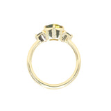 1.86ct Emerald Cut Parti Madagascar Sapphire and Trillion Sapphire Compass Set Low Profile Ring in 18k Yellow Gold