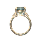 5.53ct Radant Cut Untreated Montana Sapphire and Princess Cut Diamond Rapids Low Profile Ring in 14k Yellow Gold