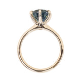 4.06ct Oval Bicolor Montana Sapphire Coral Six Prong Solitaire in 14k Yellow Gold