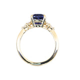 2.73ct Cushion Cut Moyo Sapphire and Marquise Diamond Cluster Ring in 18k Yellow Gold