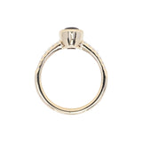 2.01ct Untreated Opalescent Oval Sapphire Low Profile Bezel Solitaire Ring with Pavé Set Diamonds in 14k Yellow Gold