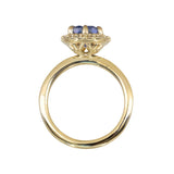 2.53ct Untreated Cushion Sri Lankan Sapphire Antique-Style Diamond Halo Ring in 18k Yellow Gold