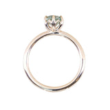 0.97ct Untreated Round Precision Cut Aqua Montana Sapphire Lotus Solitaire in 14k Yellow Gold