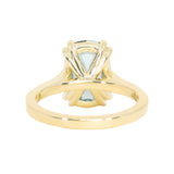 4.25ct Antique Style Elongated Cushion Untreated Montana Sapphire Vine Cathedral Four Prong Ring in 18k Yellow Gold