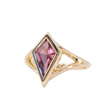 1.76ct Untreated Red Mozambique Kite Sapphire Low Profile Bezel Split Shank Solitaire Ring in 18k Yellow Gold