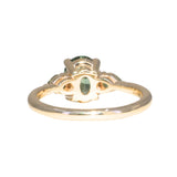 1.92ct Oval Untreated Madagascar Teal Sapphire and Pear Sapphire Antique Low Profile Prong Set Ring in 14k Yellow Gold