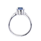 1.91ct Round Precision Cut Blue Montana Sapphire and Princess Cut Diamond Rapids Low Profile Ring in 14k White Gold