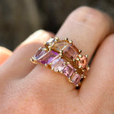 Pink Sapphire, Tourmaline and Spinel Mosaic Ring in 14k Yellow Gold