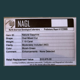 7.19CT OVAL MADAGASCAR SAPPHIRE, LIGHT-MEDIUM TEAL BLUE GREEN, 12.10X9.73X7.55MM - APPRAISED STONE