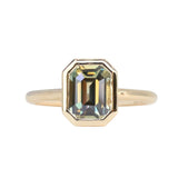 2.60ct Multicolor Emerald Cut Sapphire Low Profile Bezel Ring in 14k Yellow Gold