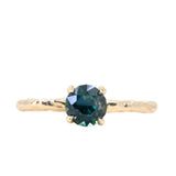 0.99ct Round Untreated Australian Sapphire Evergreen Carved Solitaire in 14k Yellow Gold