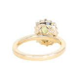 1.64ct Elongated Cushion Cut Green Montana Sapphire Antique-Style Diamond Halo Ring in 14k Green Gold