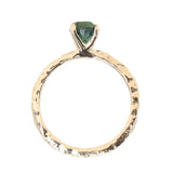 0.99ct Round Untreated Australian Sapphire Evergreen Carved Solitaire in 14k Yellow Gold