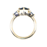 2.36ct Fancy Cushion Cut Montana Sapphire and Australian Sapphire Antique Compass Set Low Profile Ring in 18k Yellow Gold