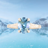 2.13ct Untreated Blue Madagascar Sapphire Vine Cathedral Four Prong Ring in 14k Yellow Gold